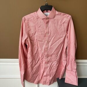 Charles Tyrwhitt Men's Pink/Red Checkered Dress Shirt Size 16/41 Non-Iron Slim